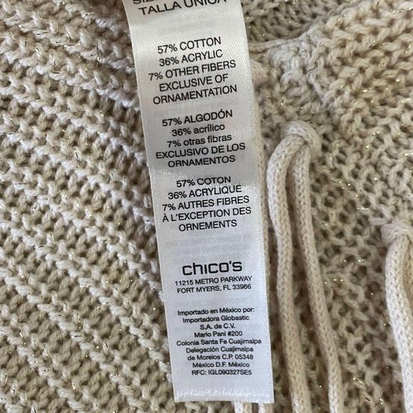 CHICO'S Cream Sweater Cape NWT - Picture 6 of 8